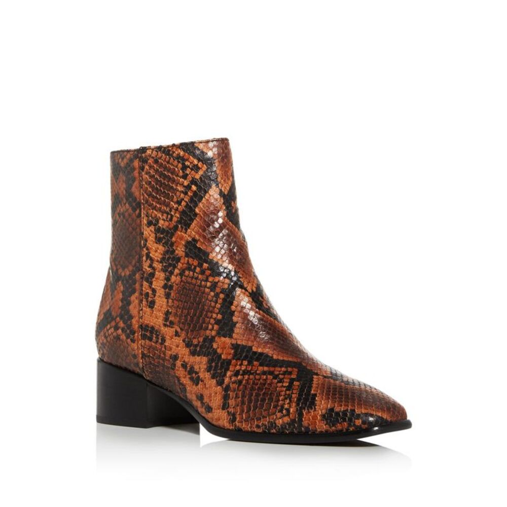 RAG & BONE Womens Golden Brown Snake Aslen Block Heel Leather Heeled Boots 36.5